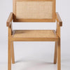 Houten Eetkamerstoel Naturel met Rotan – Boho Japandi Stijl - Studio Botanika