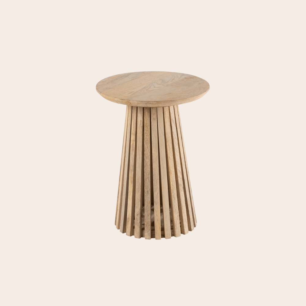 Ronde Bijzettafel Mangohout Naturel Ø40cm - Japandi Stijl - Studio Botanika