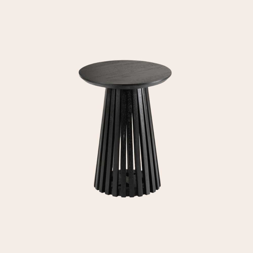 Ronde Bijzettafel Mangohout Zwart Ø40cm - Japandi Stijl - Studio Botanika