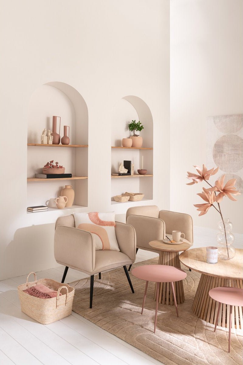 Ronde Bijzettafel Mangohout Naturel Ø40cm - Japandi Stijl