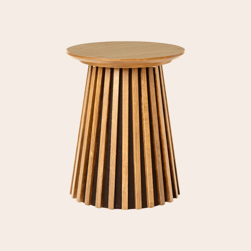 Ronde Bijzettafel van Eikenfineer – Naturel Ø40 cm – Japandi Stijl - Studio Botanika