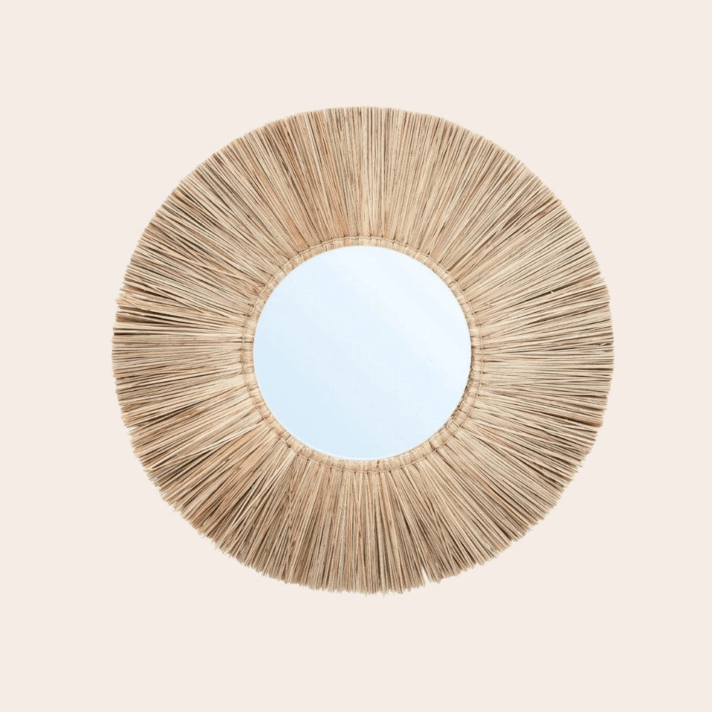 Ronde Boho Spiegel Wanddecoratie – Handgeweven Zeegras & Rotan - Boho interieur - Studio Botanika
