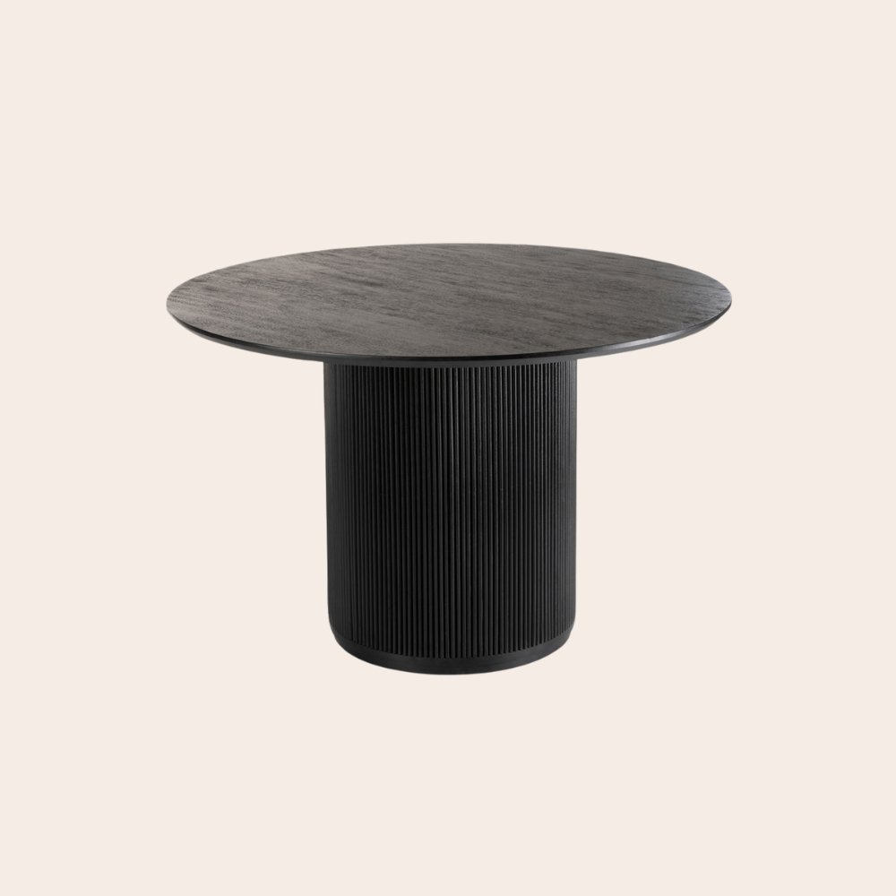 Ronde Eettafel Mangohout Zwart Ø120cm - Japandi Stijl - Studio Botanika
