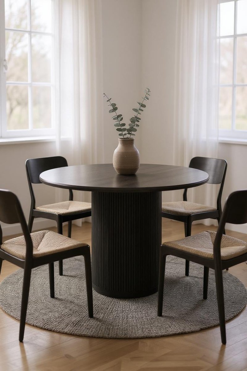 Ronde Eettafel Mangohout Zwart Ø120cm - Japandi Stijl - Studio Botanika