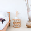 Bohemian Ronde Rotan Tafel – Bijzettafel of Nachtkastje met ovaal gevlochten frame
