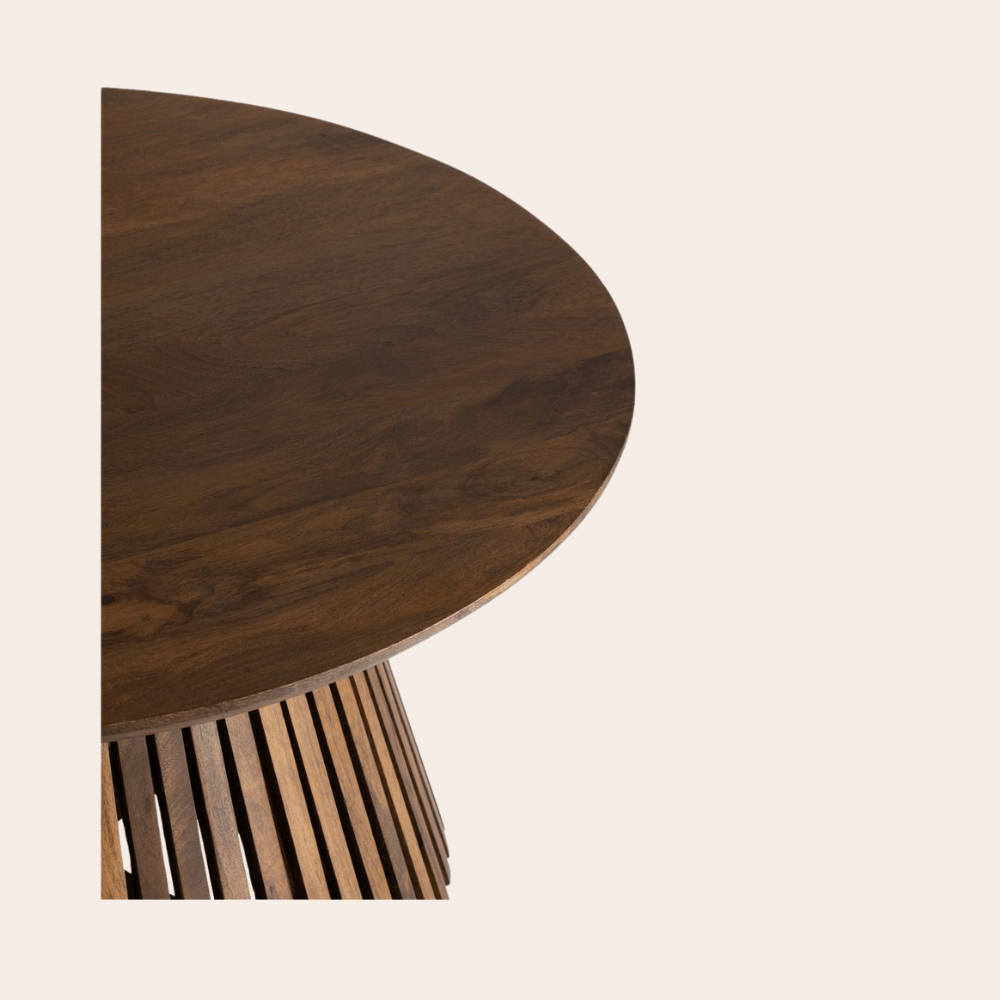 Ronde Salontafel Mangohout Donkerbruin Ø80cm - Japandi Stijl - Studio Botanika