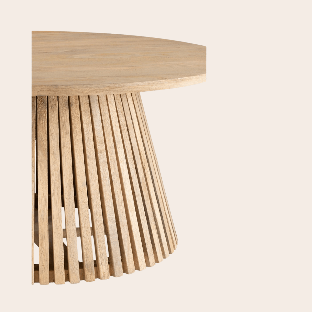 Ronde Salontafel Mangohout Naturel Ø80cm - Japandi Stijl - Studio Botanika