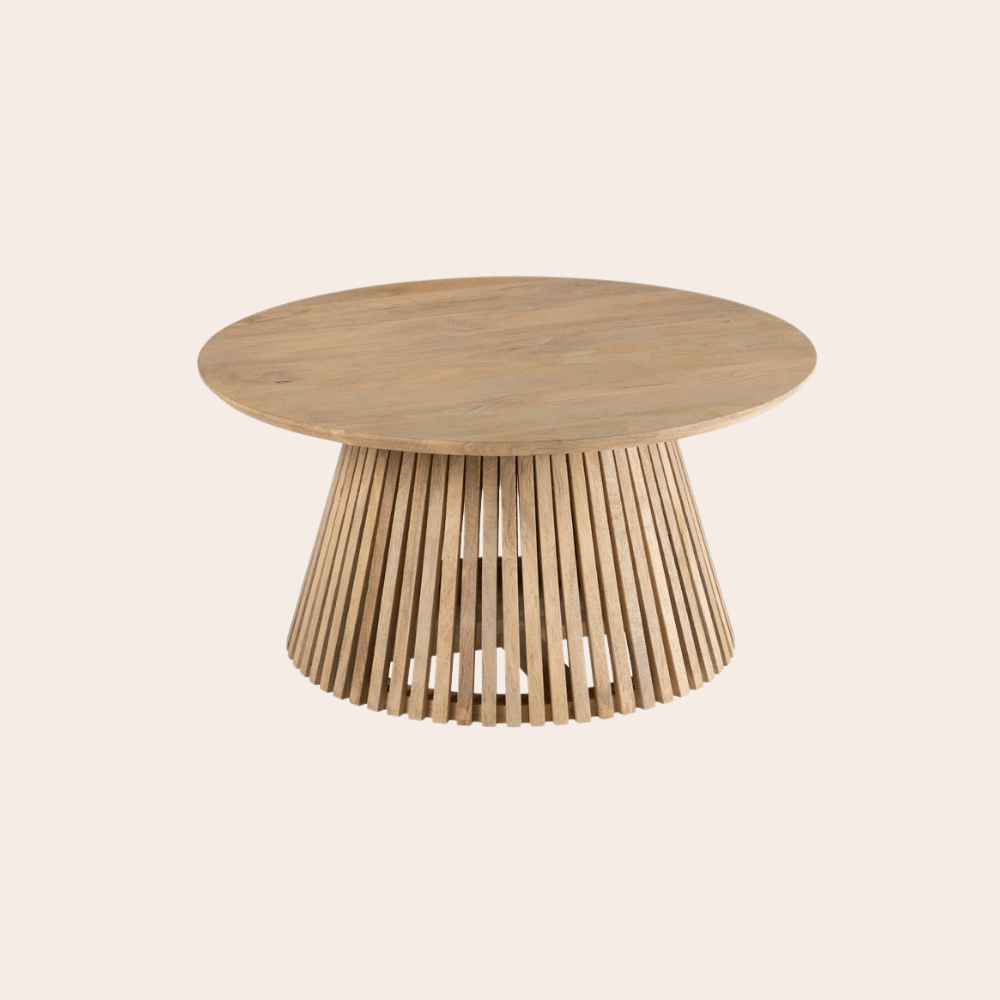 Ronde Salontafel Mangohout Naturel Ø80cm - Japandi Stijl - Studio Botanika