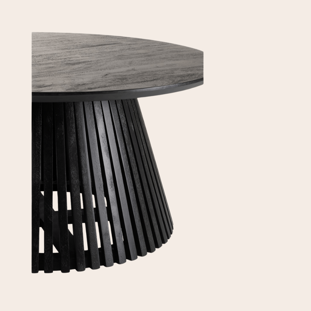 Ronde Salontafel Mangohout Zwart Ø80cm - Japandi Stijl - Studio Botanika