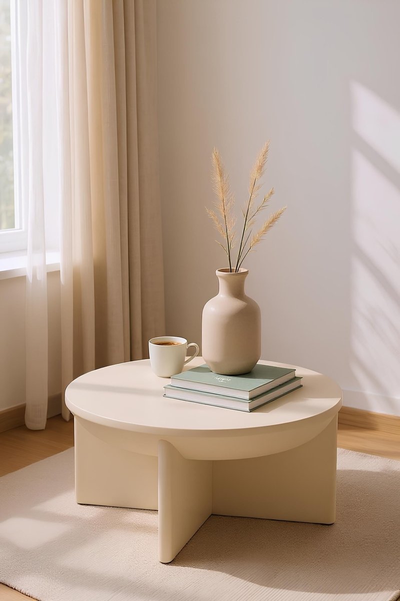 Ronde Witte Salontafel van Mangohout - Ø90cm - Studio Botanika