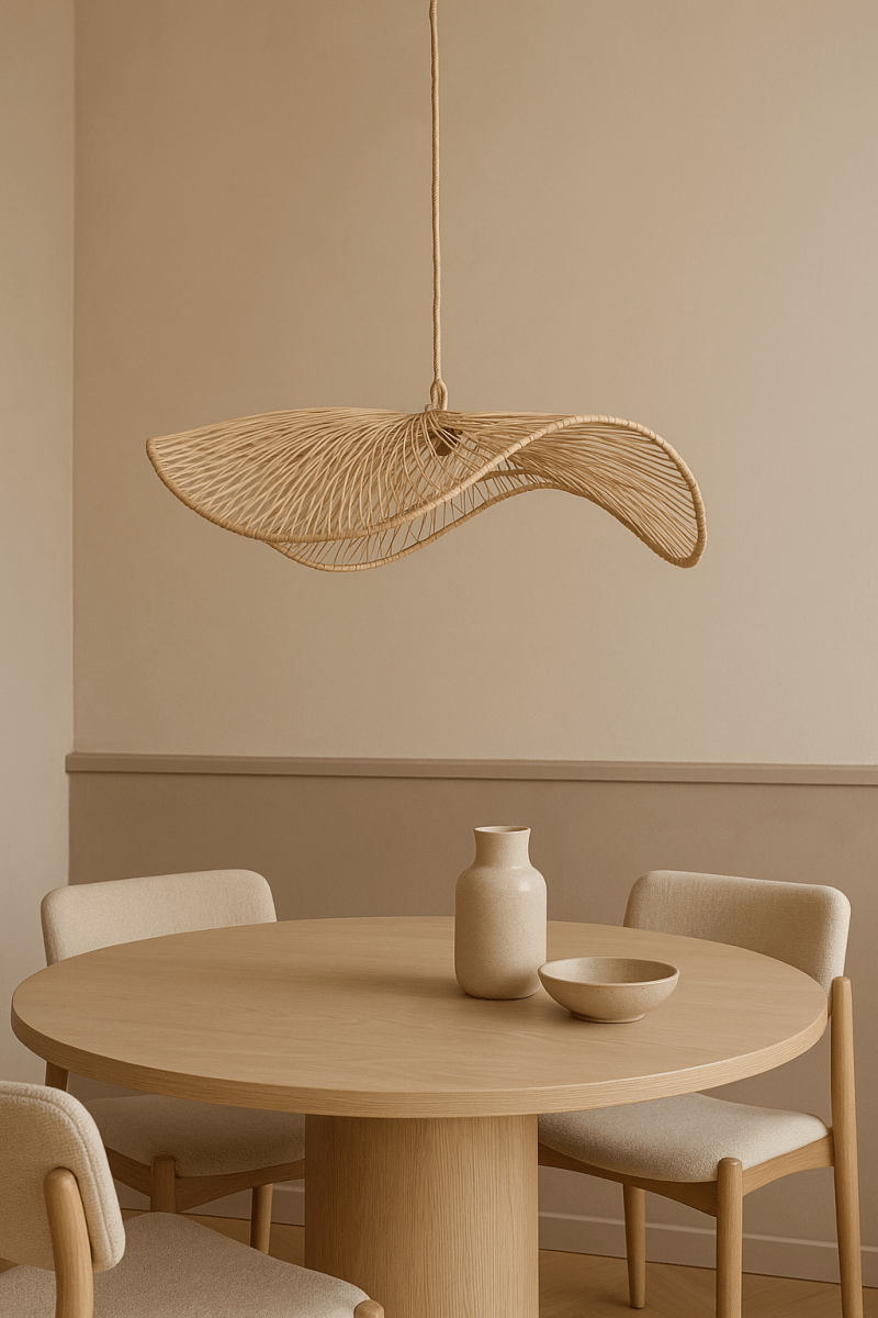 Rotan Hanglamp – Golvend Hoedvorm Design