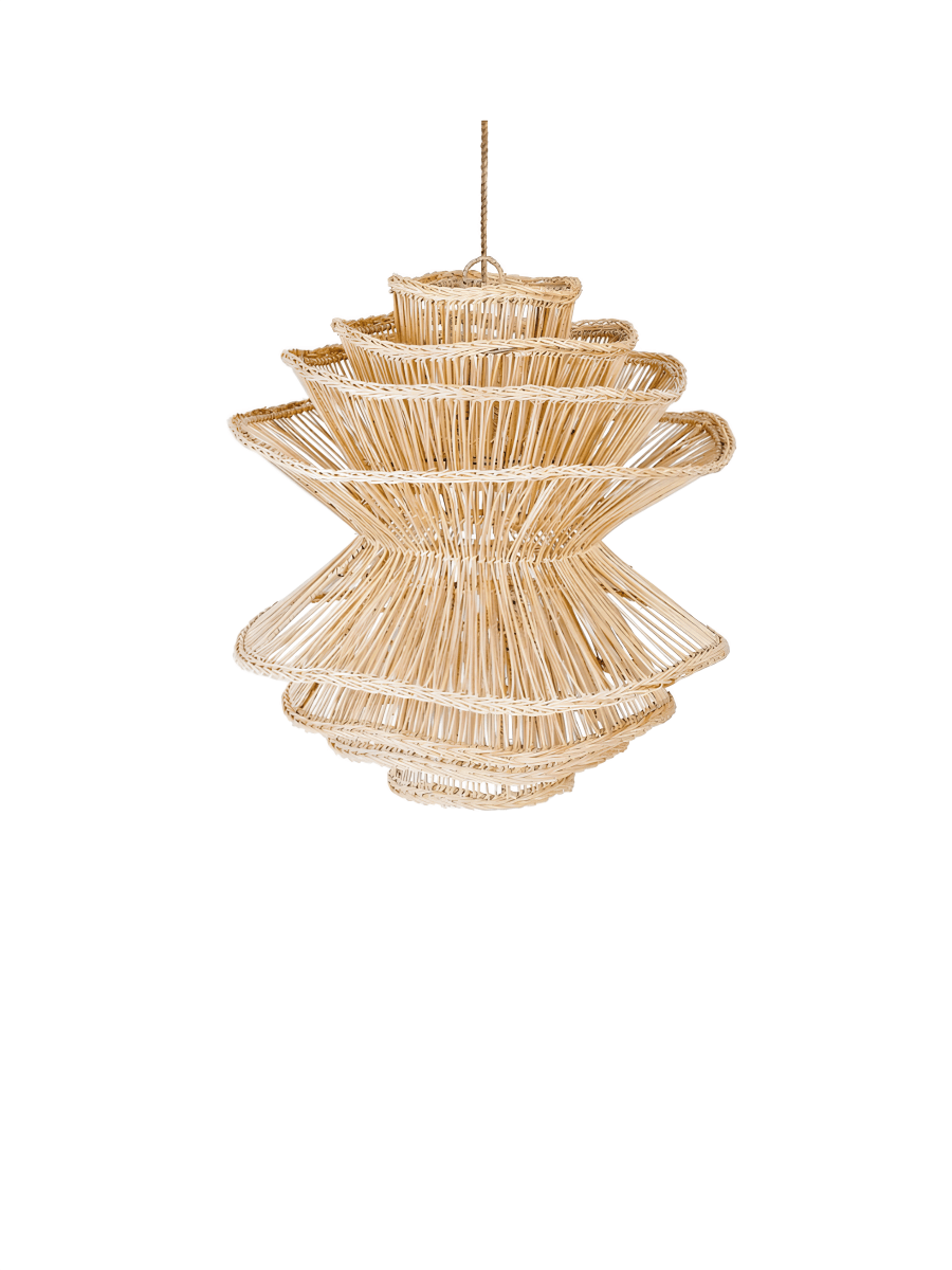 Handgemaakte Rotan Hanglamp – Sculpturale Boho Lamp met Organische Vorm