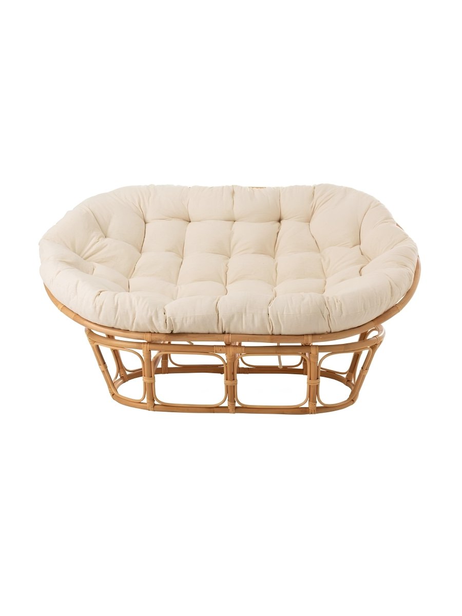 Rotan Sofa Met Wit Kussen - Rotan Bank Boho Stijl - Studio Botanika