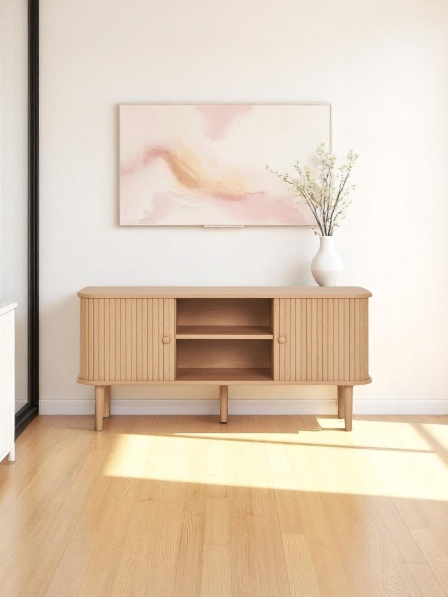 TV - meubel in Licht Hout – Boho & Japandi Interieurstijl - 113 cm