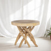 Teakhouten Ronde Tafel – Handgemaakte Tafel met Natuurlijke Boom Potenstam - Studio Botanika