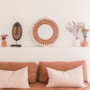 Wanddecoratie Ronde Boho spiegel met wit patroon - Handgemaakt - Studio Botanika