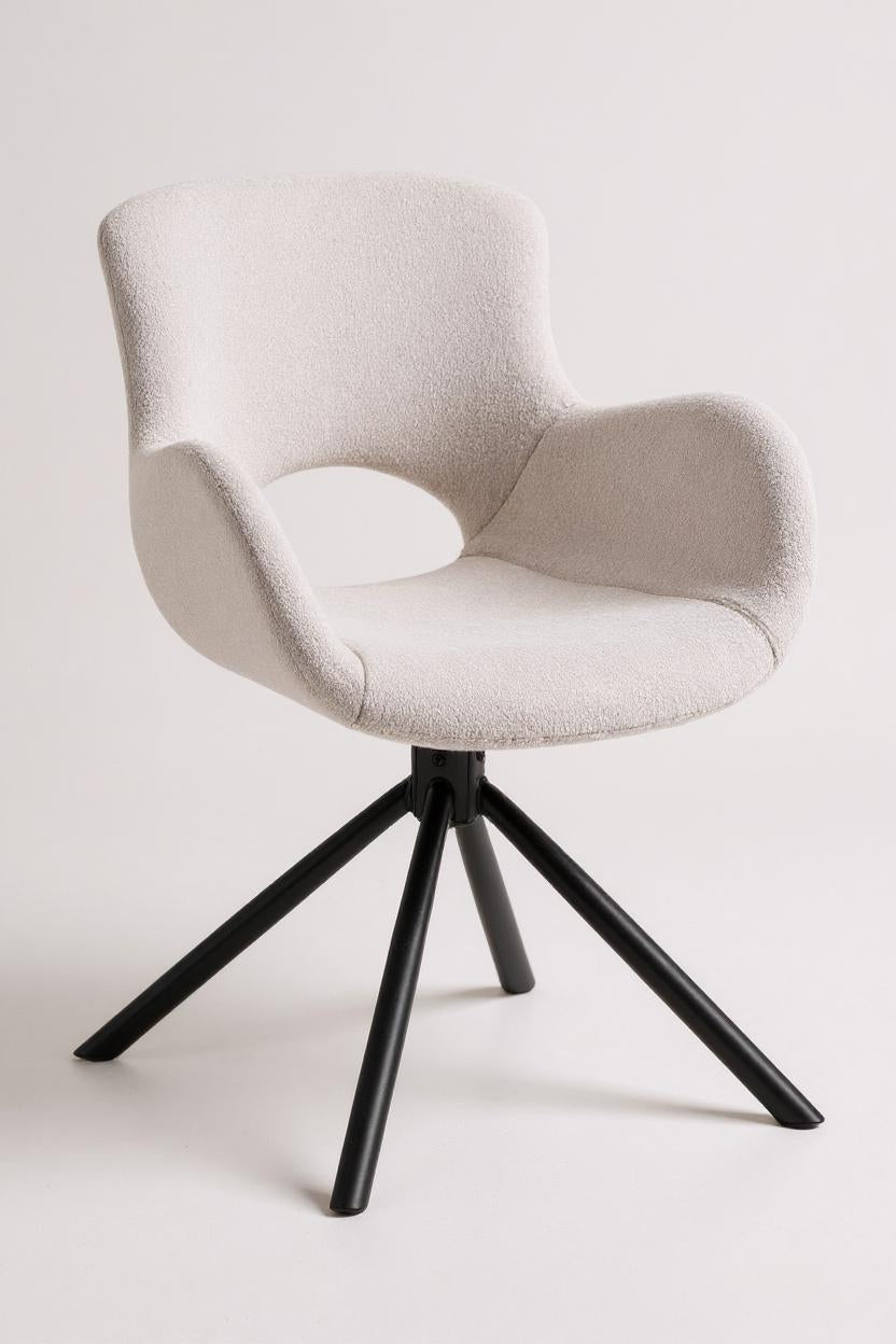 Witte Eetkamerstoel van Bouclé stof - Draaibaar - Set van 2 - Studio Botanika