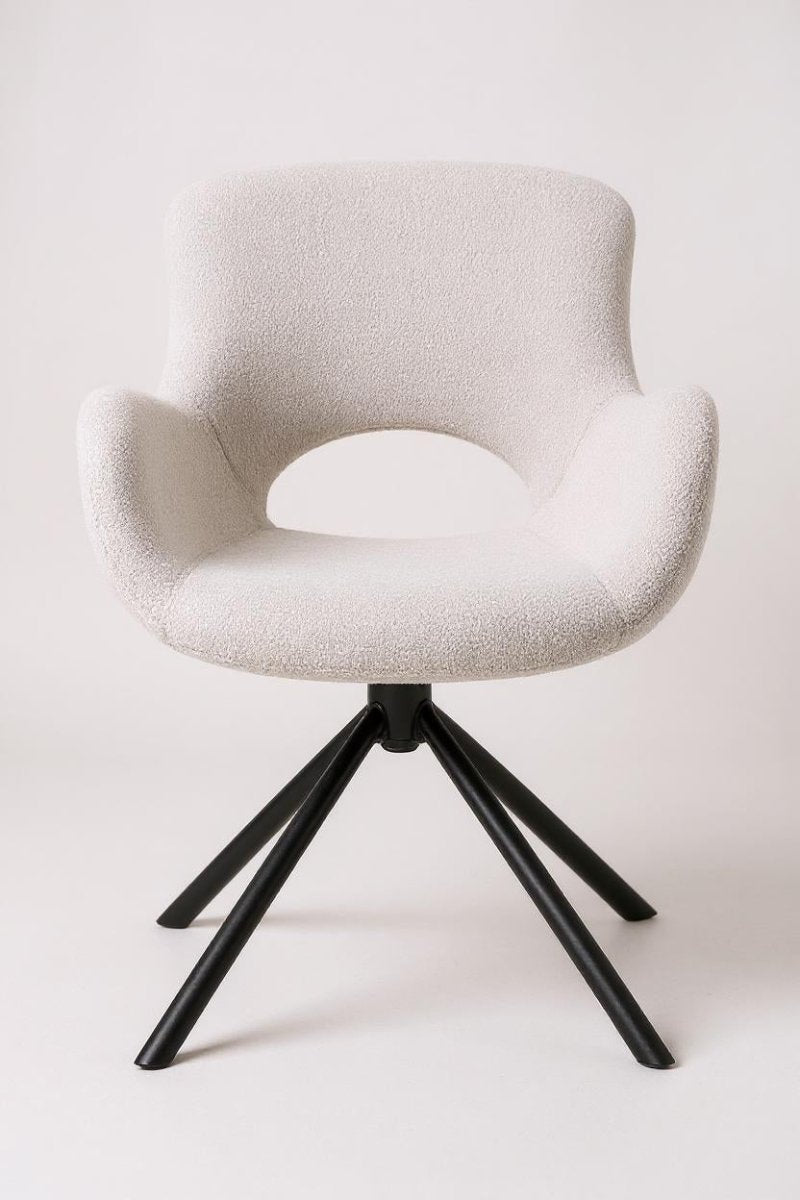 Witte Eetkamerstoel van Bouclé stof - Draaibaar - Set van 2 - Studio Botanika