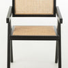 Zwarte Houten Eetkamerstoel met Rotan – Japandi Boho Stijl - Studio Botanika