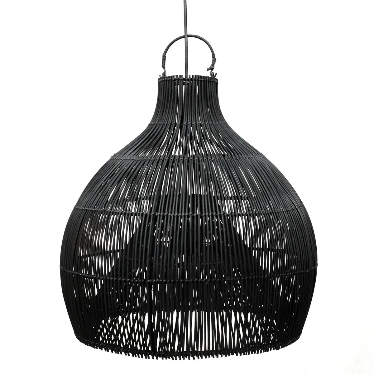 Zwarte Rotan Hanglamp – Vaasvorm