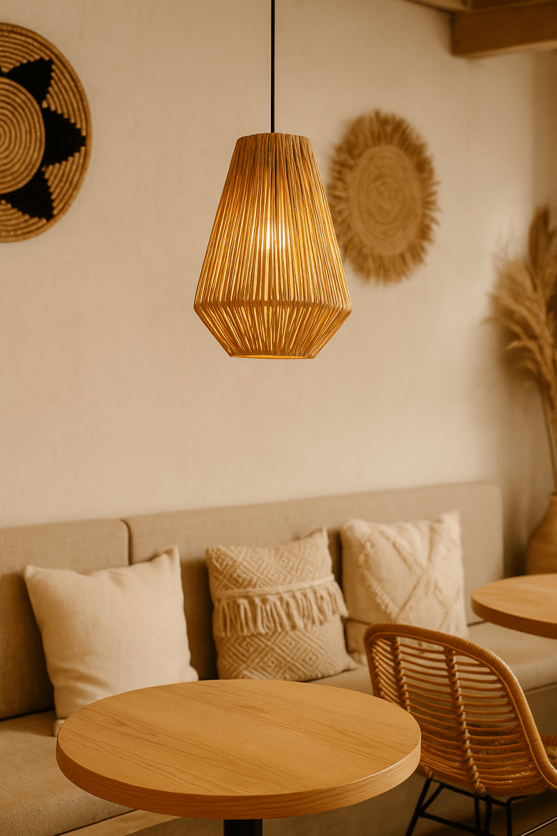 Boho Raffia Hanglamp – Kegelvorm