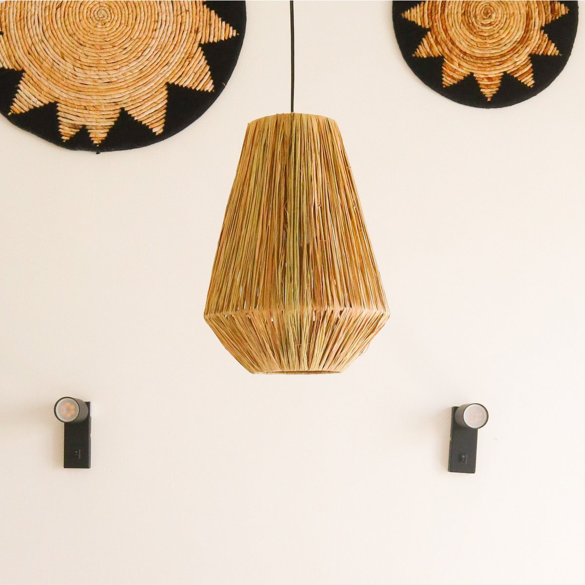 Boho Raffia Hanglamp – Kegelvorm