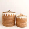 Boho Rieten Wasmand / Opbergmand met Wit Macramé
