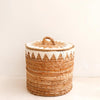 Boho Rieten Wasmand / Opbergmand met Wit Macramé