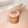 Boho Rieten Wasmand / Opbergmand met Wit Macramé