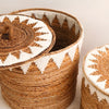 Boho Rieten Wasmand / Opbergmand met Wit Macramé