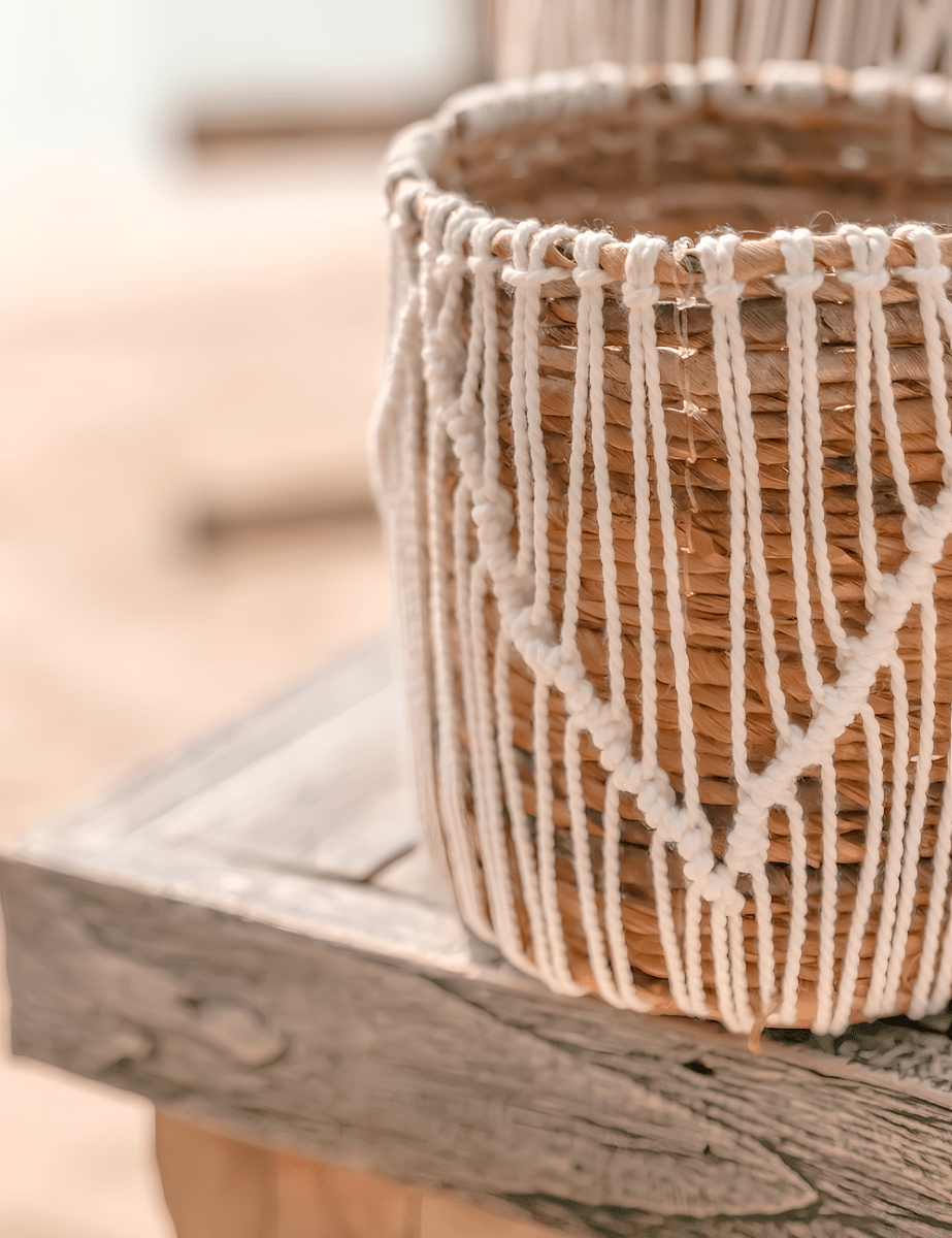 Boho Ronde Mand - Naturel Wit