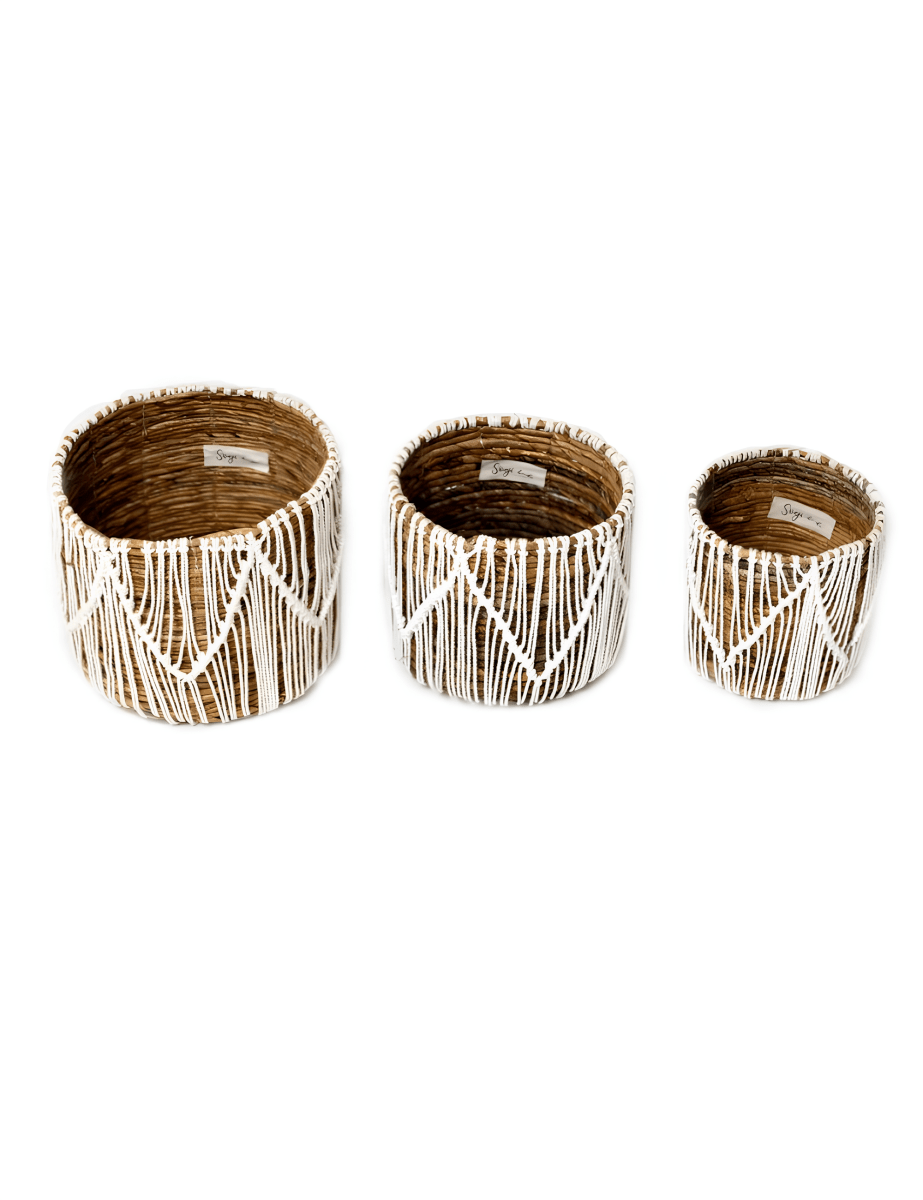 Boho Ronde Mand - Naturel Wit