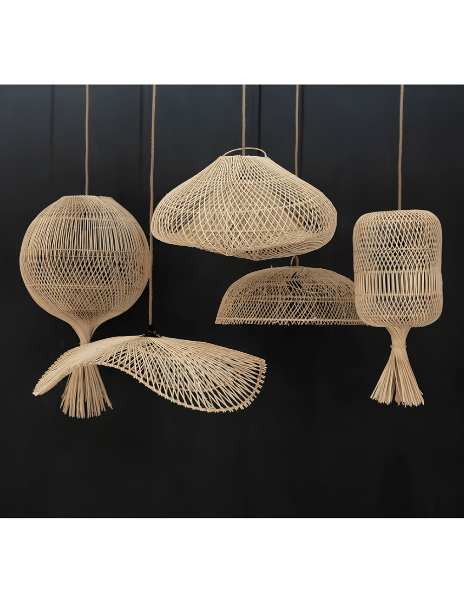 Boho Rotan Vloerlamp en Hanglamp