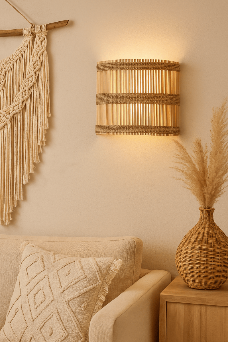 Boho Rotan Wandlamp - Muur - appliqué