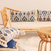 Boho Sierkussen Rechthoekig met Bloemenpatroon - Blauw