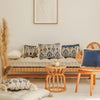 Boho Sierkussen Rechthoekig met Bloemenpatroon - Blauw