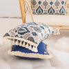 Boho Sierkussen Rechthoekig met Bloemenpatroon - Blauw