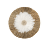Boho Wanddecoratie Rond – Zeegras & Witte Veren Bloem