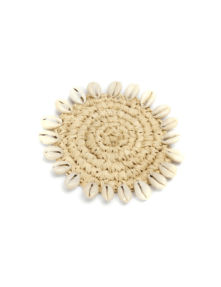 Boho Zeegras Onderzetter met Schelpen