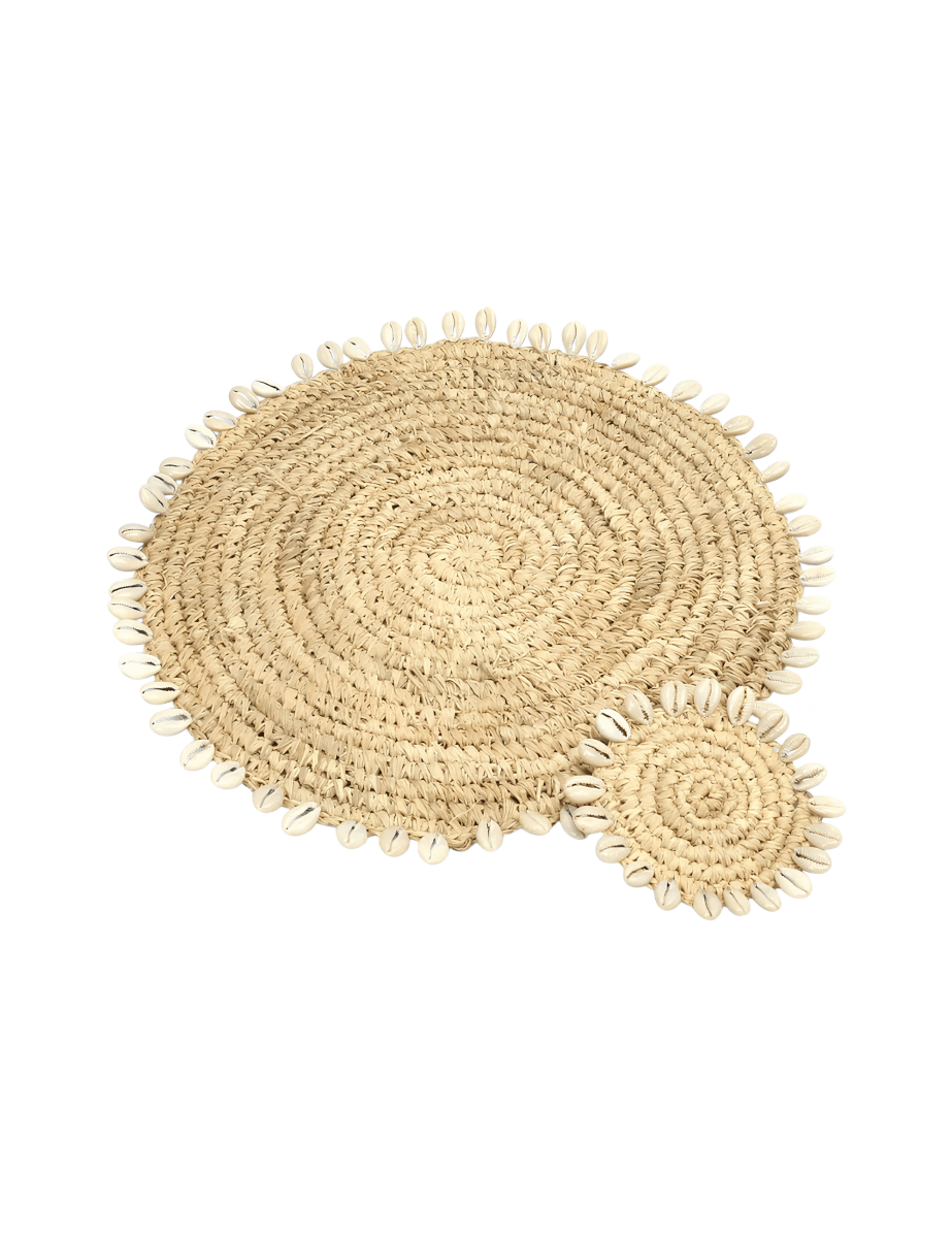Boho Zeegras Onderzetter met Schelpen