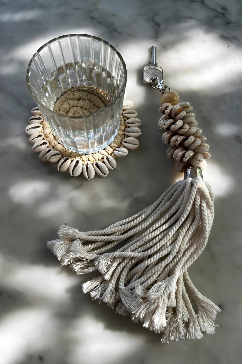 Boho Zeegras Onderzetter met Schelpen