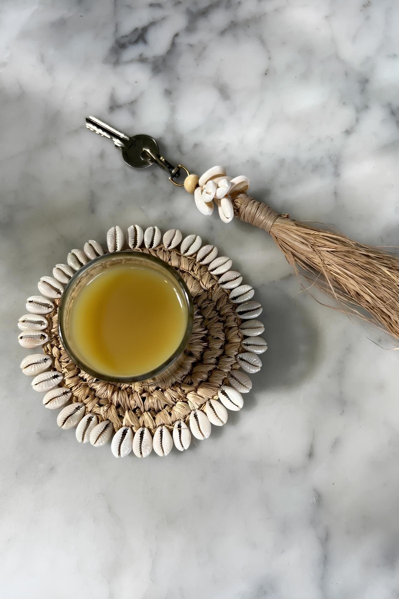 Boho Zeegras Onderzetter met Schelpen