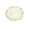 Boho Zeegras Onderzetter met Schelpen - Wit