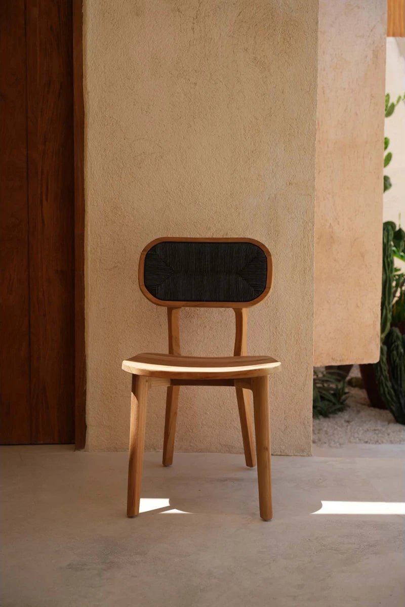 Houten Eetkamerstoel van Teakhout en Touw - Gerecycled Hout - Handgemaakt - Studio Botanika