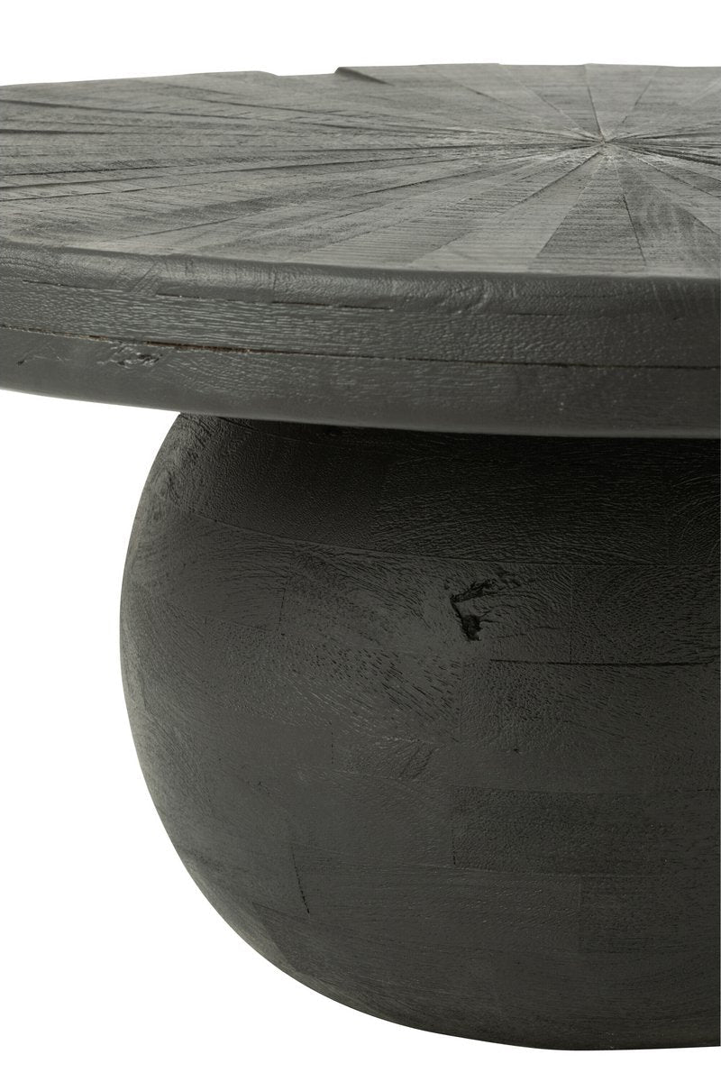 Ronde Zwarte Salontafel Hout met Bolvoet - Ø80 cm - Studio Botanika