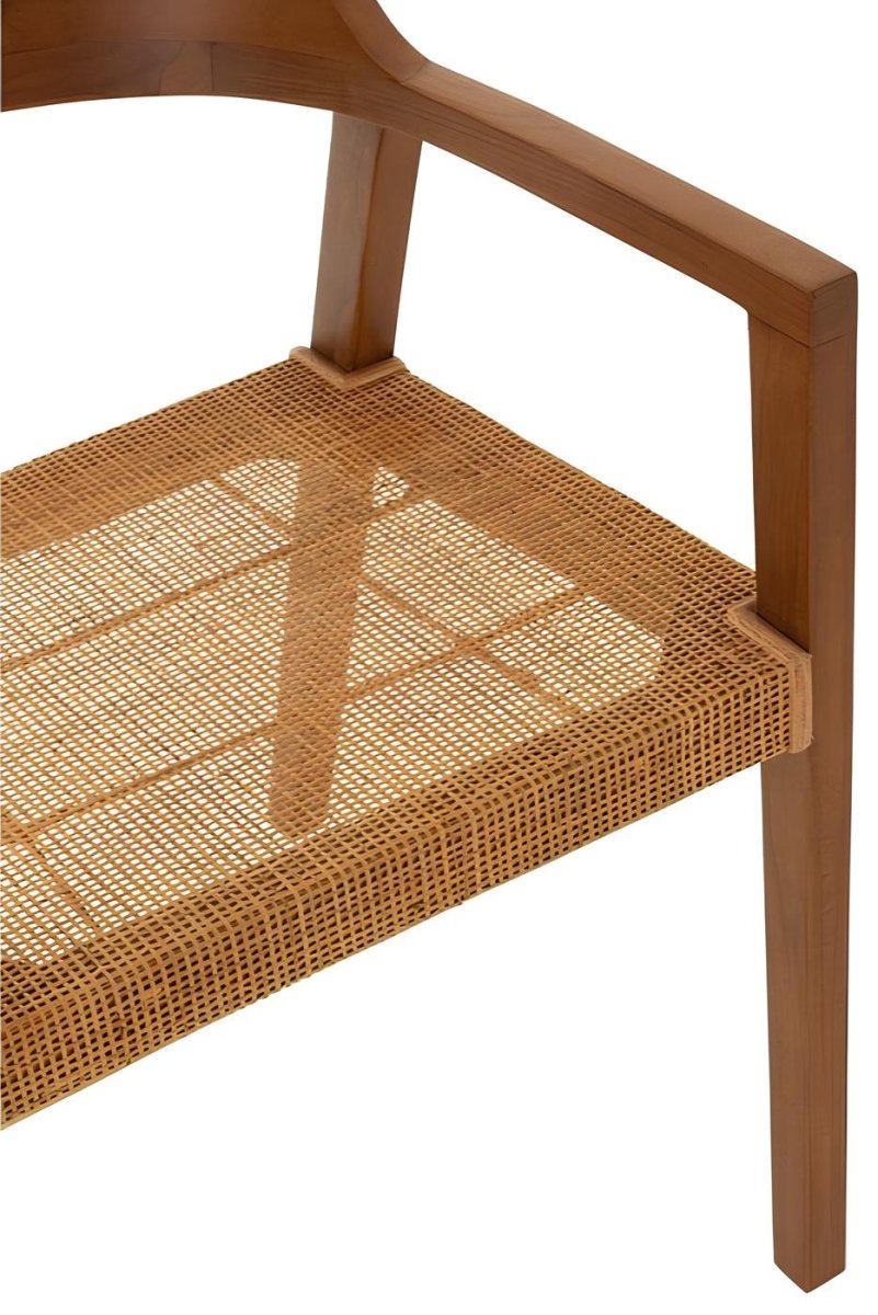 Teakhouten Eetkamerstoel met Rotan – Bruin