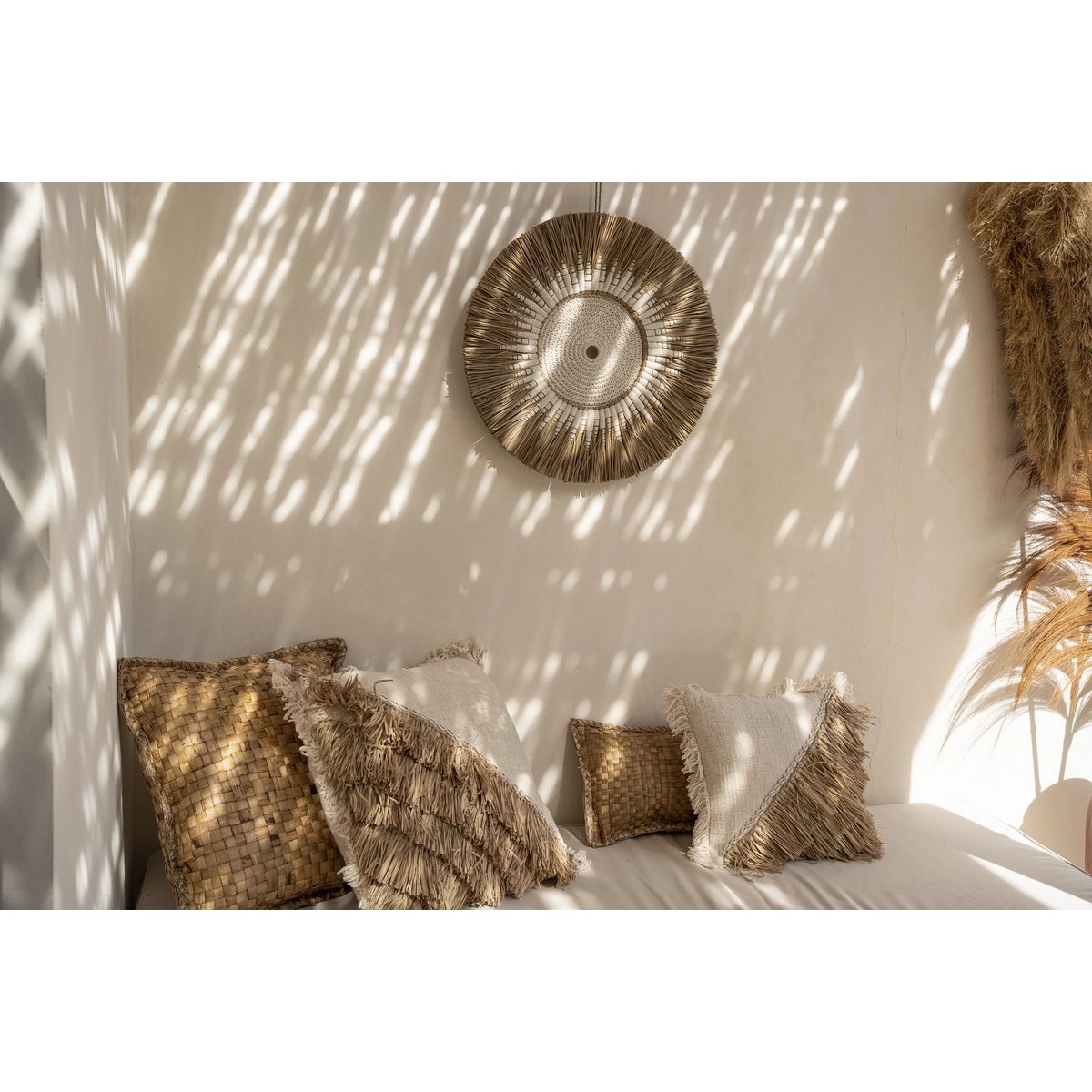 Boho Raffia Macramé wanddecoratie - Wit Naturel - Boho wanddecoratie - Studio Botanika