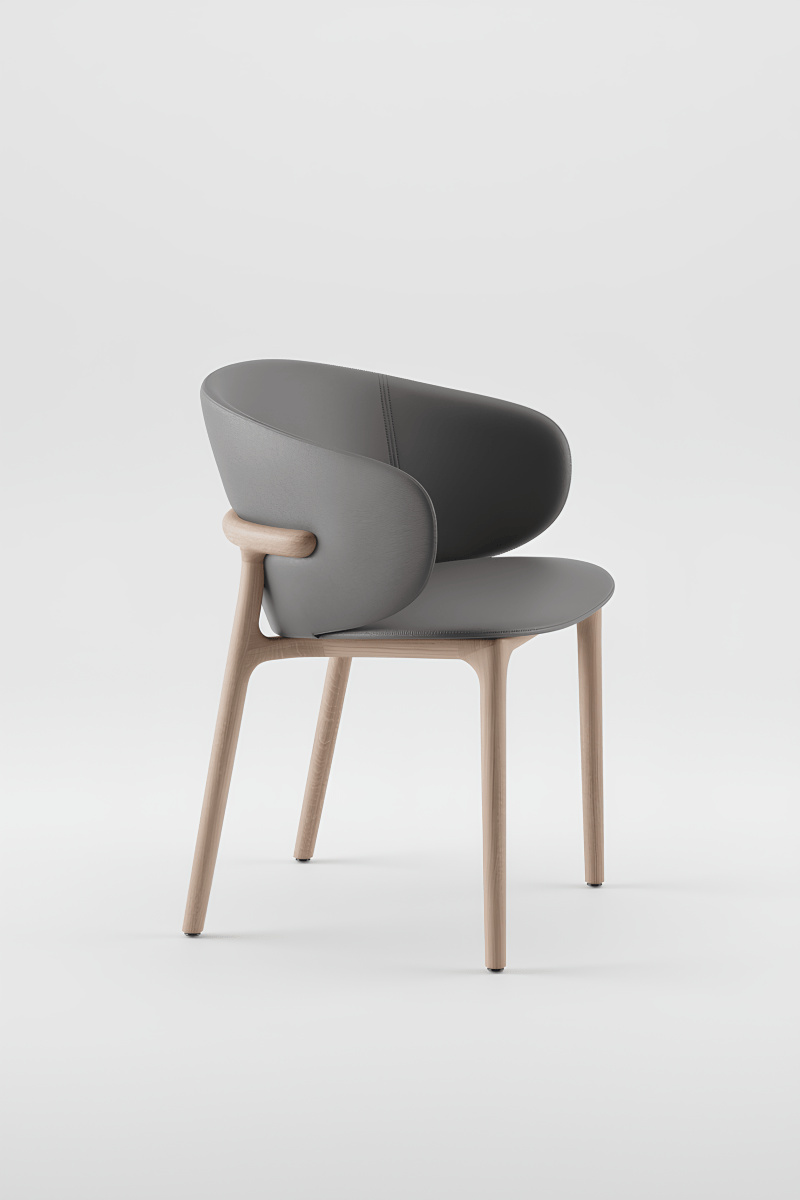 Design Eetkamerstoel – Massief Hout & Stof/Leer - Mela