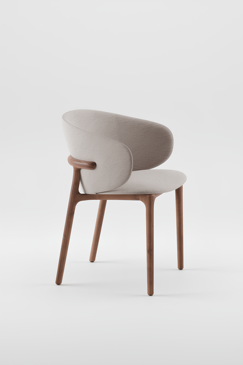 Design Eetkamerstoel – Massief Hout & Stof/Leer - Mela