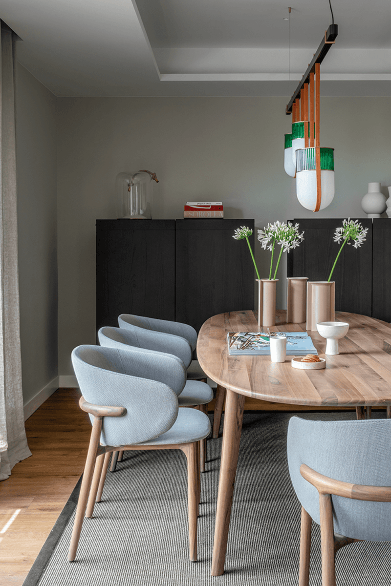 Design Eetkamerstoel – Massief Hout & Stof/Leer - Mela